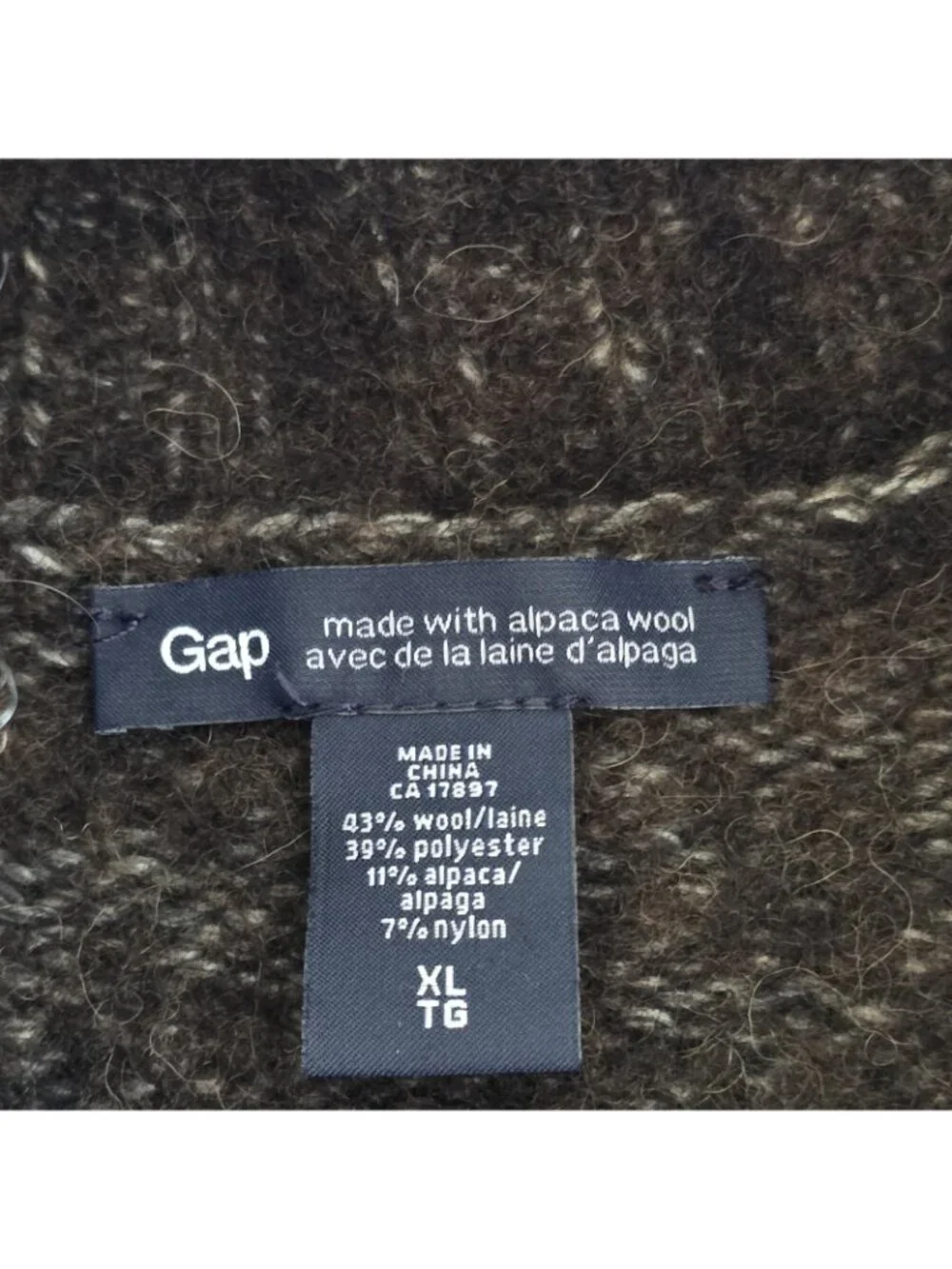 Gap Polo Sweater Men XL Marled Brown Mockneck LS Casual Grandpacore Cottage Edgy